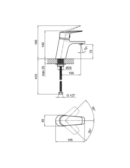 Змішувач для умивальника Lidz CRM 19 46 001F - 2