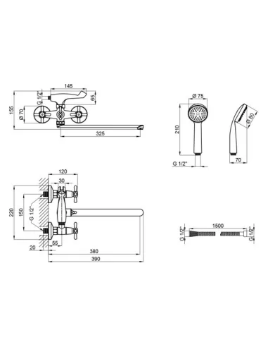 Смеситель для ванны Lidz CRM Dominox 15 143 - 2