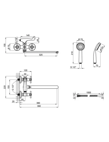 Смеситель для ванны Lidz CRM Dominox 15 143 - 2