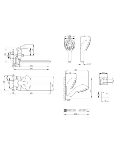 Смеситель для ванны Lidz CRM 19 46 005-1 New - 2