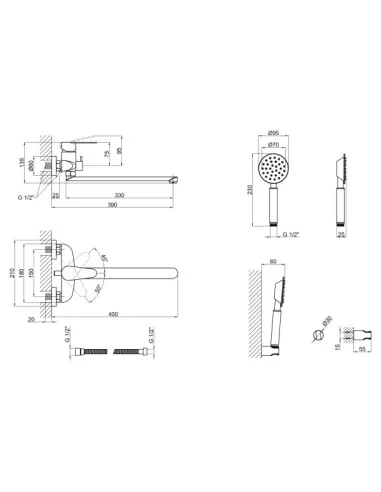 Смеситель для ванны Lidz NKS 09 35 005-1 - 2