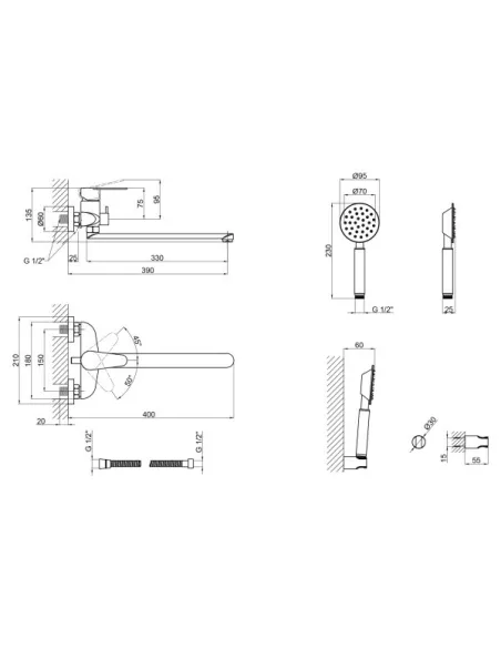 Смеситель для ванны Lidz NKS 09 35 005-1 - 2