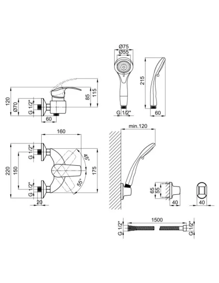 Змішувач для душу Lidz CRM Mars 8101000 - 2