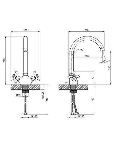 Змішувач для кухні Lidz CRM 75 21 271F-8 - 2