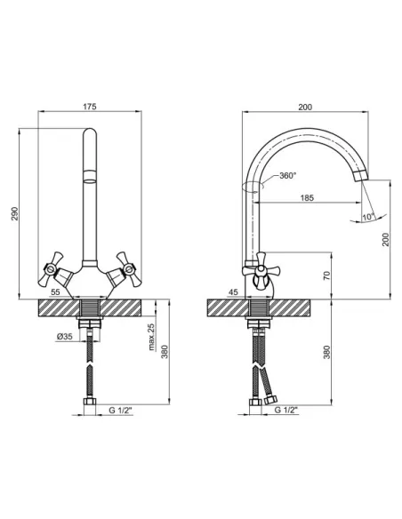 Змішувач для кухні Lidz CRM 75 21 271F-8 - 2