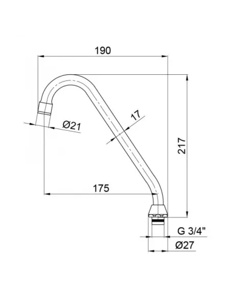 Излив для кухонного смесителя Lidz CRM 54 01 271 00 - 2