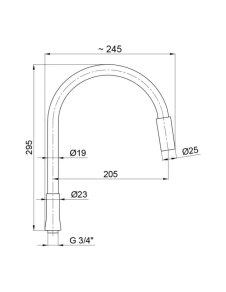Вилив для кухонного змішувача Lidz CRB 54 01 261 00 - 2