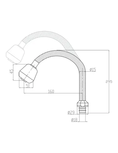 Вилив для кухонного змішувача Lidz CRM 54 01 260 00 - 2