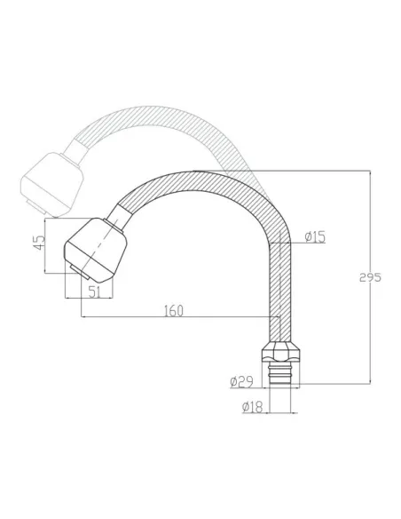 Вилив для кухонного змішувача Lidz CRM 54 01 260 00 - 2