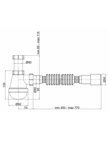 Сифон для умивальника Lidz WHI 60 08 E003 00 - 3