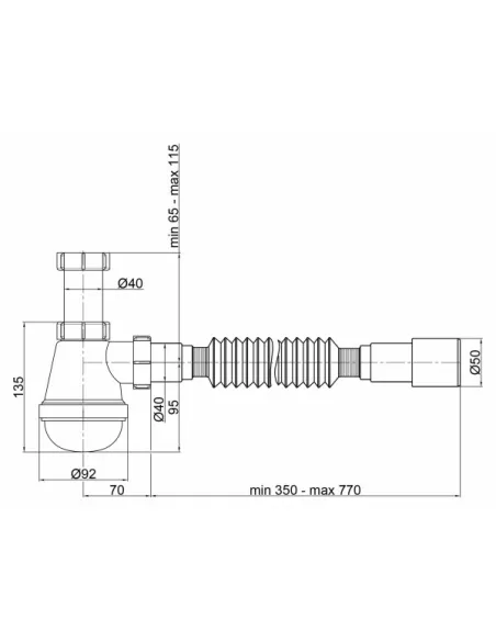 Сифон для умивальника Lidz WHI 60 08 E003 00 - 3