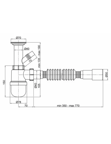 Сифон для умывальника Lidz WHI 60 06 Y002 00 с отводом для стиральной машины выход 50 мм - 3