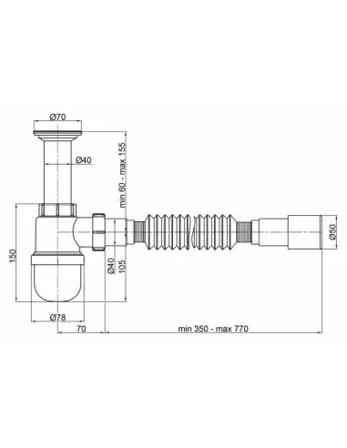 Сифон для умивальника Lidz WHI 60 06 Y001 01 вихід 50 мм - 3