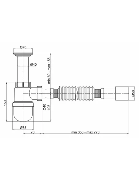 Сифон для умивальника Lidz WHI 60 06 Y001 01 вихід 50 мм - 3