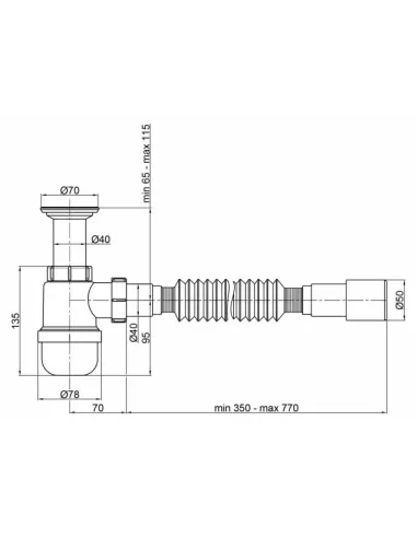 Сифон для умивальника Lidz WHI 60 06 Y001 00 вихід 50 мм - 3