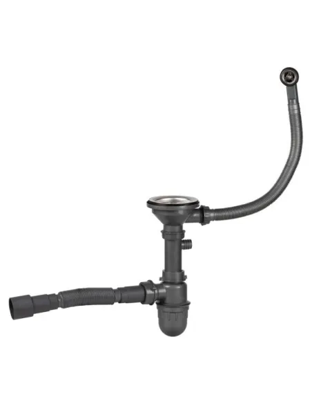 Сифон для кухонной мойки Lidz GRA 47 01 003 01 с круглим переливом, выход 50/40мм - 1