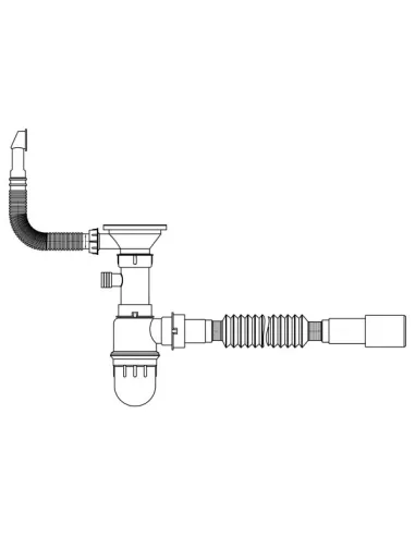 Сифон для кухонной мойки Lidz GRA 47 01 003 01 с круглим переливом, выход 50/40мм - 2