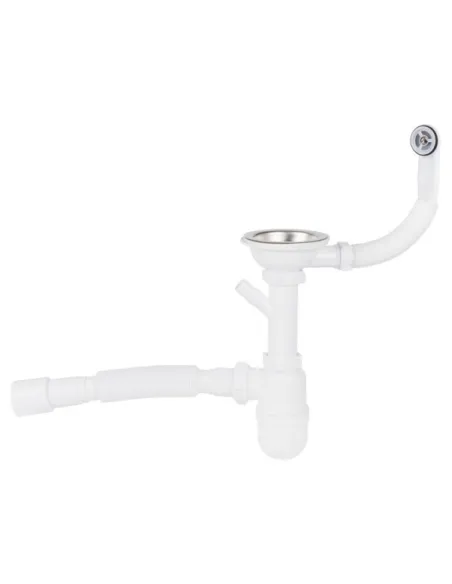 Сифон для кухонной мойки Lidz WHI 60 08 E001 01 ECO с круглым переливом, выход 50 мм - 1