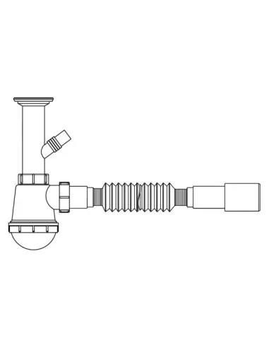 Сифон для кухонной мойки Lidz WHI 60 05 M002 00 с отводом для стиральной машины, выход 40/50 мм - 2
