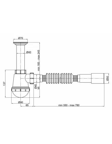 Сифон для кухонной мойки Lidz WHI 60 05 M001 00 выход 50 мм - 3