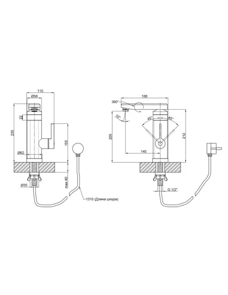 Кран для кухни проточный Lidz CRW 95 00 061 - 2