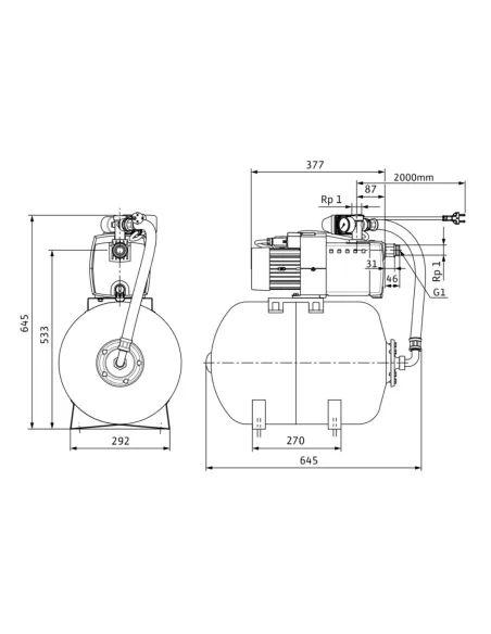 Насосна станція Wilo HiMulti 3 H100-23 0.75 кВт, бак 100 літрів - 2