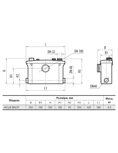 Каналізаційна установка NPO Wclift 560/3F - 4