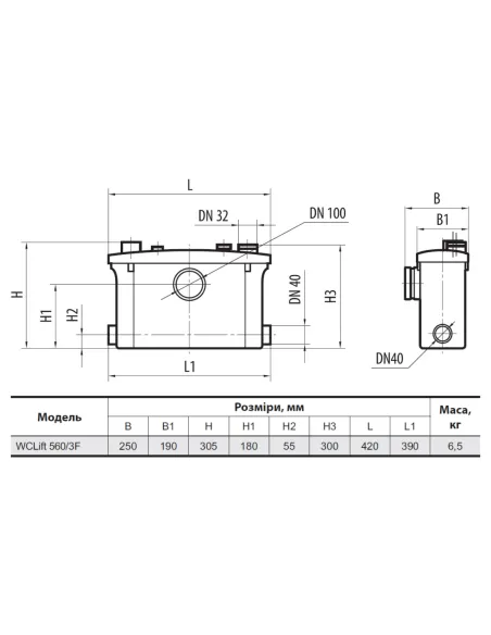 Каналізаційна установка NPO Wclift 560/3F - 4