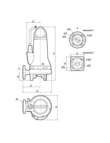 Фекальний насос NPO Cut 2,6-7-28 TA 2.6 кВт з різальним механізмом - 3
