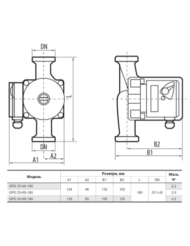 Циркуляційний насос NPO GPD 25-8S-180 без гайок - 3