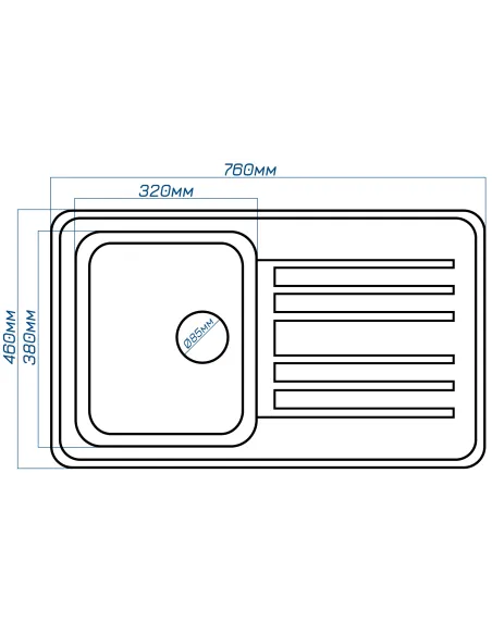 Мойка кухонная каменная прямоугольная Romzha Regula 76 Biela 102, 760х460х205 мм - 2