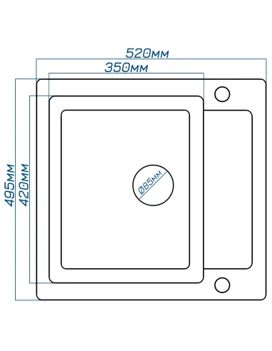 Мойка кухонная каменная прямоугольная Romzha Janta 52 Gri 802, 520х495х215 мм - 2
