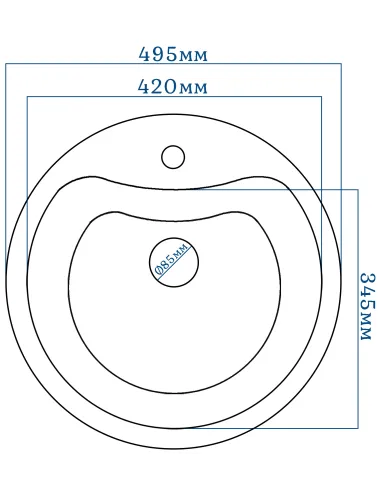 Мойка кухонная каменная круглая Romzha Rasa Biela 102, 495x495x200 мм - 2