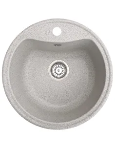Мийка кухонна кам`яна кругла Romzha Rasa Gri 802, 495x495x200 мм - 1