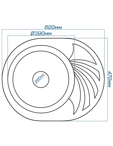 Мойка кухонная каменная овальная Romzha Rasa 60 Bezhvy 402, 600х470х185 мм - 2