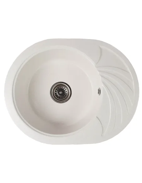 Мийка кухонна кам`яна овальна Romzha Rasa 60 Biela 102, 600х470х185 мм - 1