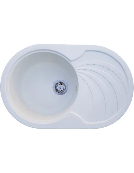 Мойка кухонная каменная овальная Romzha Rasa 78 Biela 102, 780х500х205 мм - 1