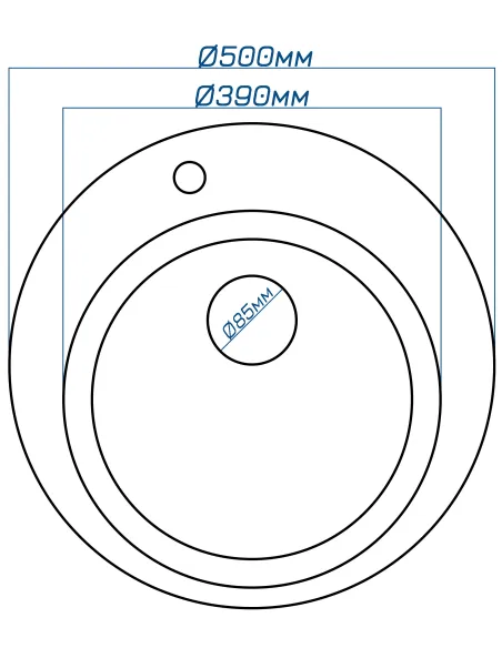 Мойка кухонная каменная круглая Romzha Elagancia Biela 102, 500x500x210 мм - 2