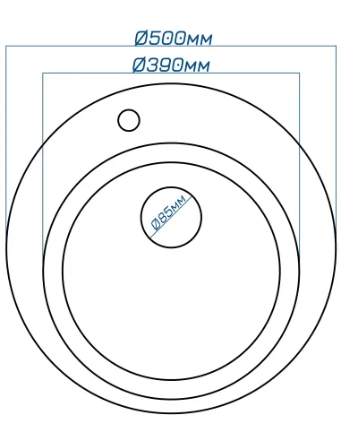 Мойка кухонная каменная круглая Romzha Elagancia Seda 602, 500x500x210 мм - 2