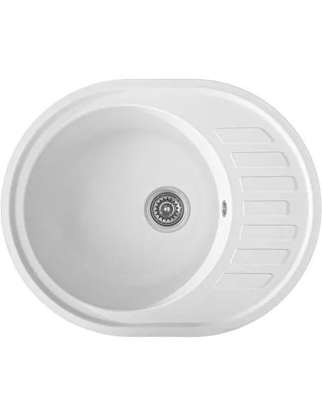 Мойка кухонная каменная овальная Romzha Elagancia 62 Biela 102, 620х500х210 мм - 1