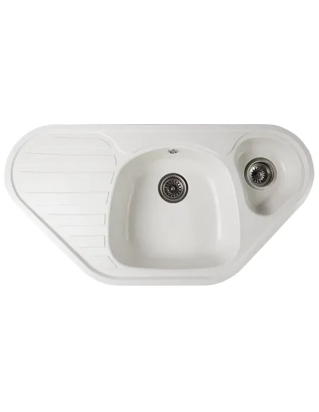 Мойка кухонная каменная угловая Romzha Elagancia 95B Biela 102, 950х500х175 мм - 1