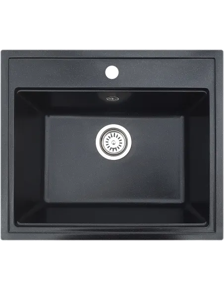 Мийка кухонна кам`яна квадратна Romzha Patrat Antracit 902, 590х510х200 мм - 1