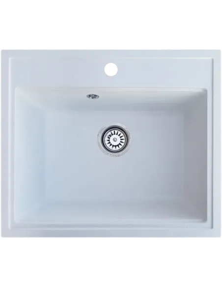 Мойка кухонная каменная квадратная Romzha Patrat Biela 102, 590х510х200 мм - 1