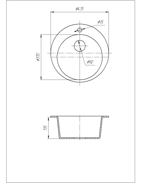Мийка кухонна кам`яна кругла Romzha Eva Maro 801, 475x475x175 мм - 6