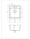 Мойка кухонная каменная квадратная Romzha Adiere Antracit 901, 515x416x200 мм - 6