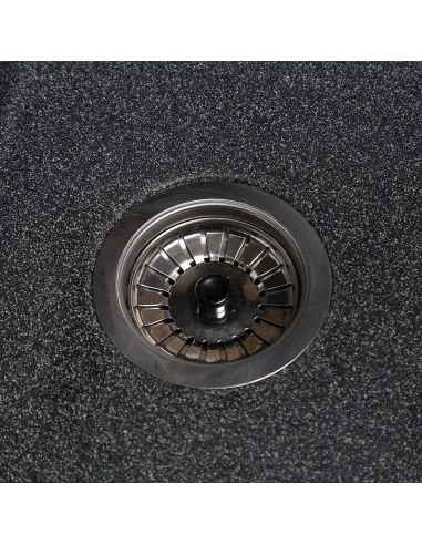 Мийка кухонна кам`яна прямокутна Romzha Quadro Grafit 201, 780x435x185 мм - 3