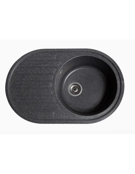 Мийка кухонна кам`яна овальна Romzha Elegancia 77 Grafit 201, 770x500x200 мм - 1