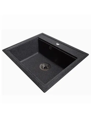 Мойка кухонная каменная квадратная Romzha Pătrat Grafit 201, 600x520x200 мм - 2