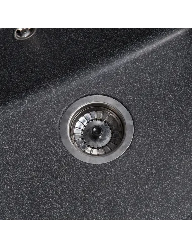 Мойка кухонная каменная квадратная Romzha Pătrat Grafit 201, 600x520x200 мм - 4