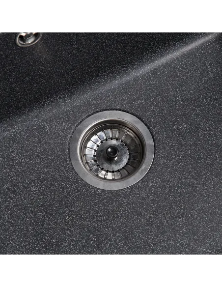 Мойка кухонная каменная квадратная Romzha Pătrat Grafit 201, 600x520x200 мм - 4